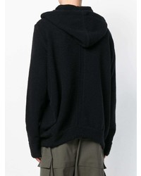 schwarzer Pullover mit einem Kapuze von Rick Owens