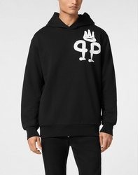 schwarzer Pullover mit einem Kapuze von Philipp Plein