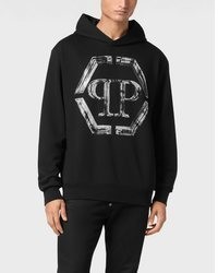 schwarzer Pullover mit einem Kapuze von Philipp Plein
