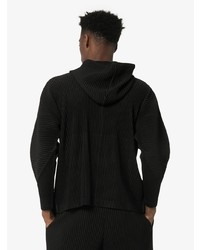 schwarzer Pullover mit einem Kapuze von Homme Plissé Issey Miyake