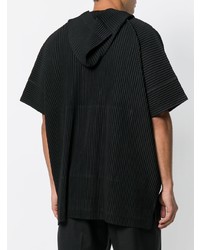 schwarzer Pullover mit einem Kapuze von Homme Plissé Issey Miyake