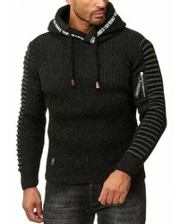 schwarzer Pullover mit einem Kapuze von Redbridge