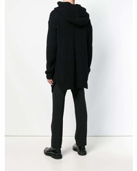 schwarzer Pullover mit einem Kapuze von Rick Owens