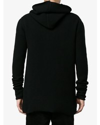 schwarzer Pullover mit einem Kapuze von Rick Owens