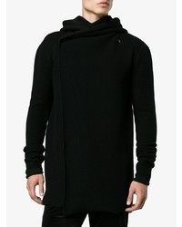 schwarzer Pullover mit einem Kapuze von Rick Owens