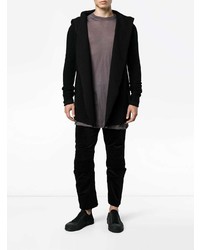 schwarzer Pullover mit einem Kapuze von Rick Owens