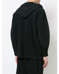 schwarzer Pullover mit einem Kapuze von Homme Plissé Issey Miyake