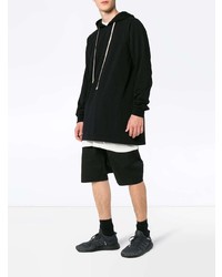 schwarzer Pullover mit einem Kapuze von Rick Owens