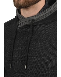 schwarzer Pullover mit einem Kapuze von Solid