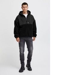 schwarzer Pullover mit einem Kapuze von Solid