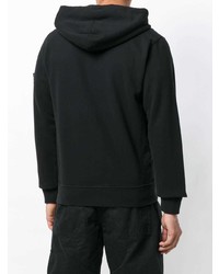 schwarzer Pullover mit einem Kapuze von Stone Island