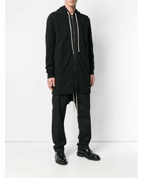 schwarzer Pullover mit einem Kapuze von Rick Owens