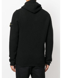 schwarzer Pullover mit einem Kapuze von Stone Island