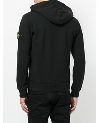 schwarzer Pullover mit einem Kapuze von Stone Island