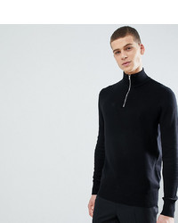 schwarzer Pullover mit einem Reißverschluss am Kragen von ASOS DESIGN