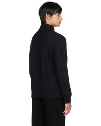schwarzer Pullover mit einem Reißverschluss am Kragen von Massimo Alba