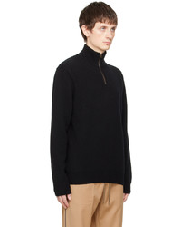 schwarzer Pullover mit einem Reißverschluss am Kragen von Agnona