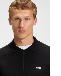 schwarzer Pullover mit einem Reißverschluss am Kragen von Boss Green