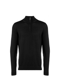 schwarzer Pullover mit einem Reißverschluss am Kragen von BOSS HUGO BOSS