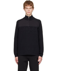 schwarzer Pullover mit einem Reißverschluss am Kragen von BOSS