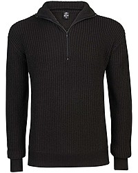 schwarzer Pullover mit einem Reißverschluss am Kragen von Brandit