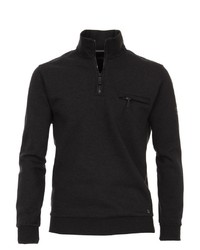 schwarzer Pullover mit einem Reißverschluss am Kragen von Casamoda