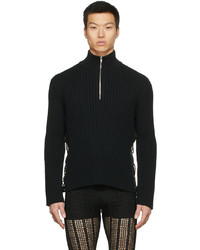 schwarzer Pullover mit einem Reißverschluss am Kragen von Dion Lee