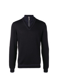 schwarzer Pullover mit einem Reißverschluss am Kragen von Dirk Bikkembergs