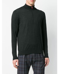 schwarzer Pullover mit einem Reißverschluss am Kragen von Kiton