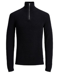 schwarzer Pullover mit einem Reißverschluss am Kragen von Jack & Jones