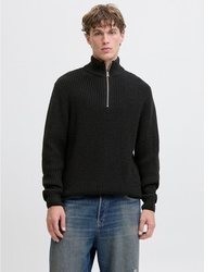 schwarzer Pullover mit einem Reißverschluss am Kragen von Jack & Jones