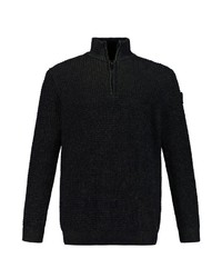 schwarzer Pullover mit einem Reißverschluss am Kragen von JP1880