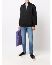 schwarzer Pullover mit einem Reißverschluss am Kragen von Calvin Klein Jeans