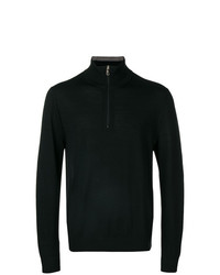 schwarzer Pullover mit einem Reißverschluss am Kragen von Paul Smith Black Label