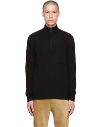 schwarzer Pullover mit einem Reißverschluss am Kragen von Polo Ralph Lauren
