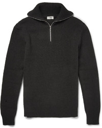 schwarzer Pullover mit einem Reißverschluss am Kragen von Saint Laurent