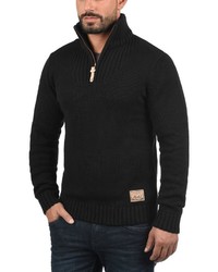 schwarzer Pullover mit einem Reißverschluss am Kragen von Solid