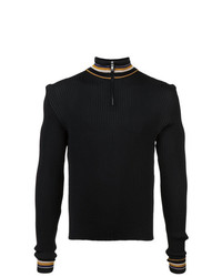 schwarzer Pullover mit einem Reißverschluss am Kragen von Wales Bonner