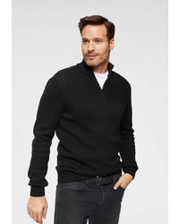 schwarzer Pullover mit einem Reißverschluss am Kragen von Wrangler