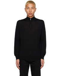 schwarzer Pullover mit einem Reißverschluss am Kragen von Zegna