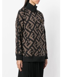 schwarzer Pullover mit einem Reißverschluß mit Karomuster von Fendi