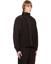 schwarzer Pullover mit einem Reißverschluß von Homme Plissé Issey Miyake