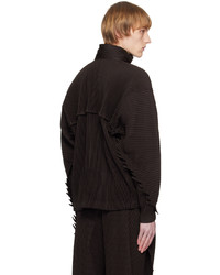 schwarzer Pullover mit einem Reißverschluß von Homme Plissé Issey Miyake