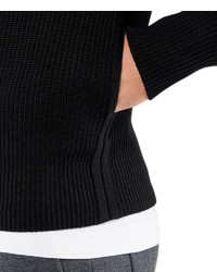 schwarzer Pullover mit einem Reißverschluß von Falke