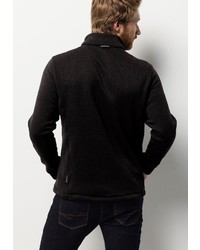 schwarzer Pullover mit einem Reißverschluß von Jack Wolfskin
