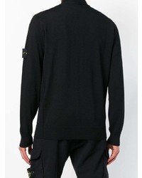 schwarzer Pullover mit einem Reißverschluß von Stone Island