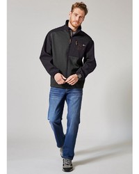 schwarzer Pullover mit einem Reißverschluß von MEN PLUS BY HAPPY SIZE
