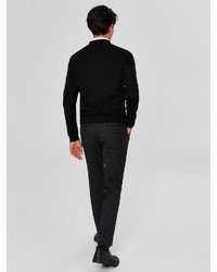 schwarzer Pullover mit einem Reißverschluß von Selected Homme