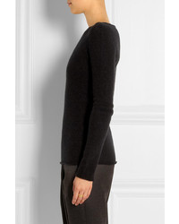 schwarzer Pullover mit einem Rundhalsausschnitt aus Bouclé von Agnona