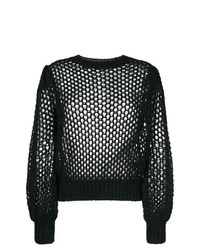 schwarzer Pullover mit einem Rundhalsausschnitt aus Netzstoff von Zimmermann